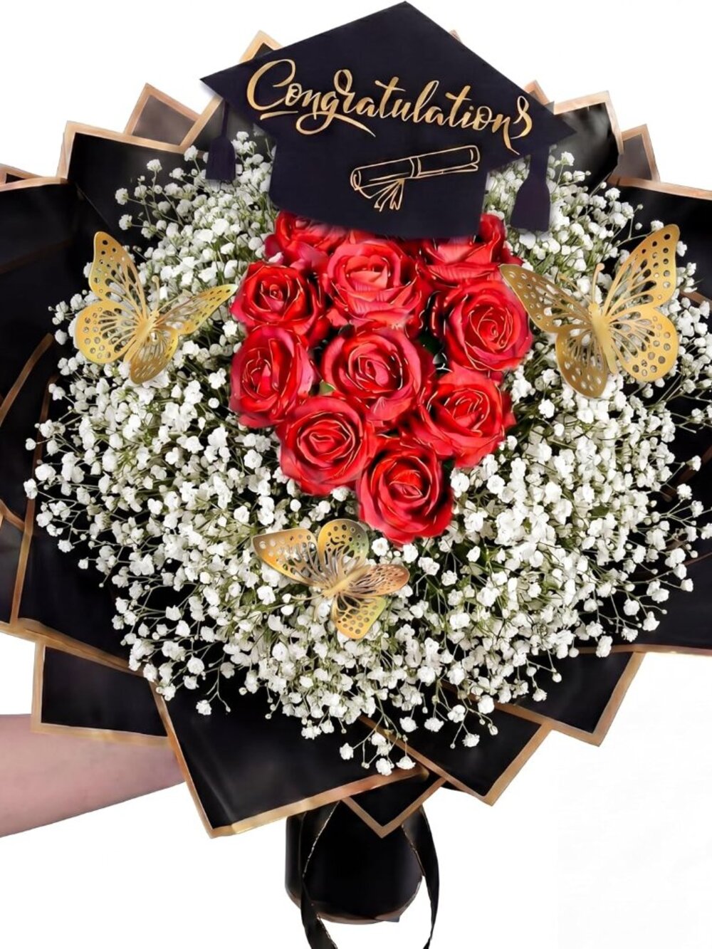 127 Pcs Graduation Money Flower Bouquet Kit, Black